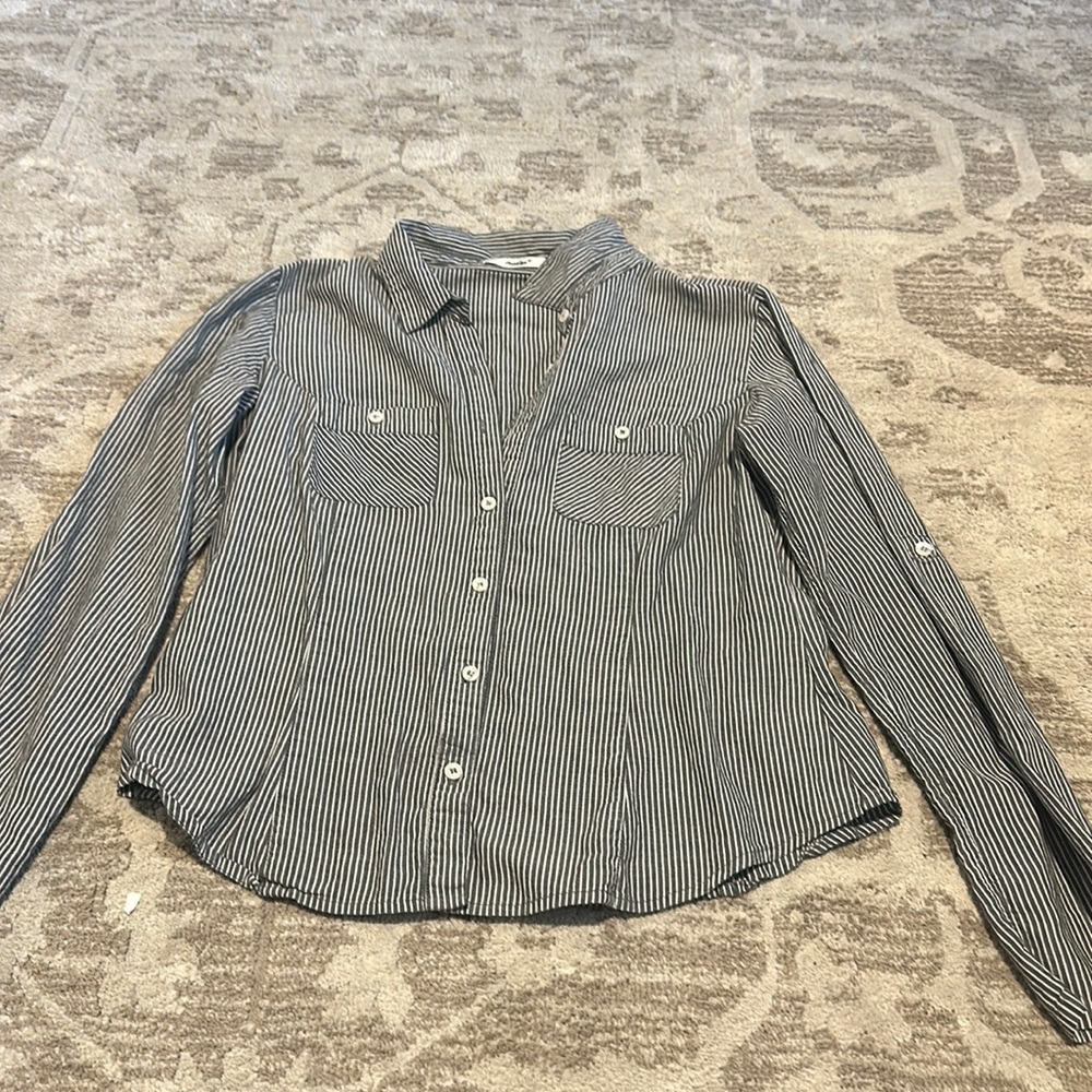 Striped button down blouse